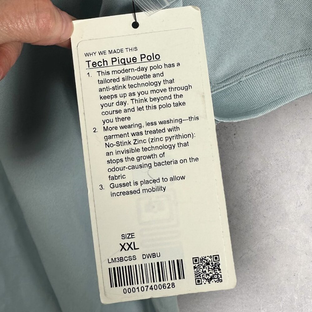NWT Lululemon Tech‎ Pique Polo Short Sleeve Shirt Mens Size XXL Blue M3BCSS NEW - Picture 2 of 15